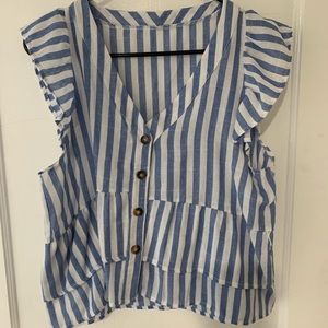 Blue and white striped crop top